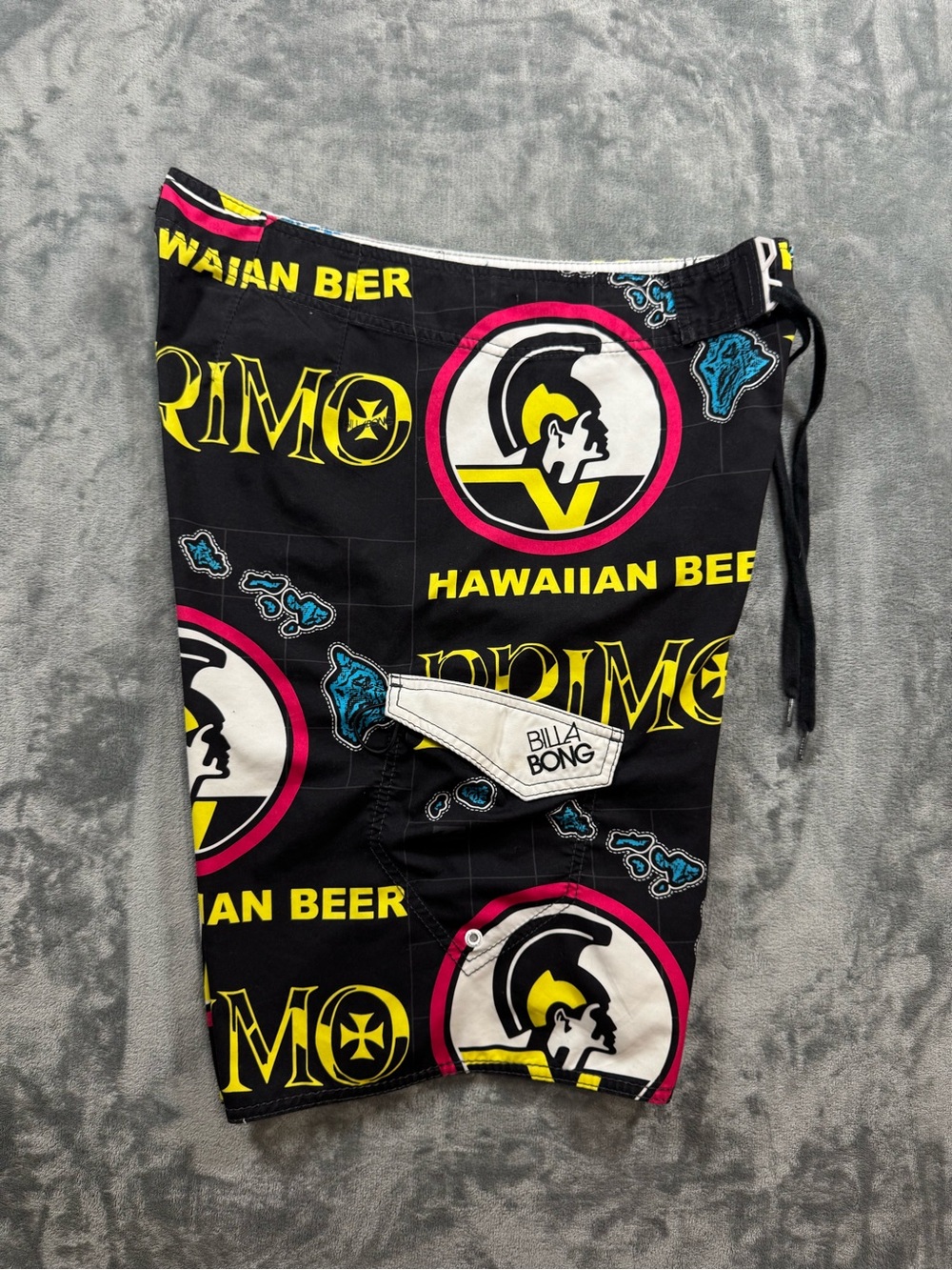 Billabong Black Swim Shorts with Yellow and Pink Logos